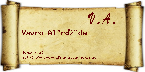 Vavro Alfréda névjegykártya
